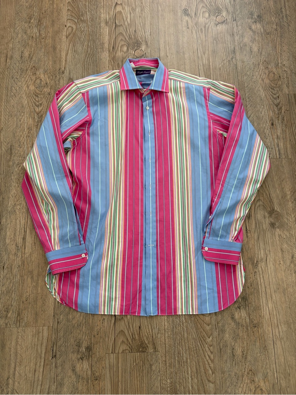 Ralph Lauren Purple LabelMen's Multicolor Stripe Button-Down Shirt - Pink & Blue
